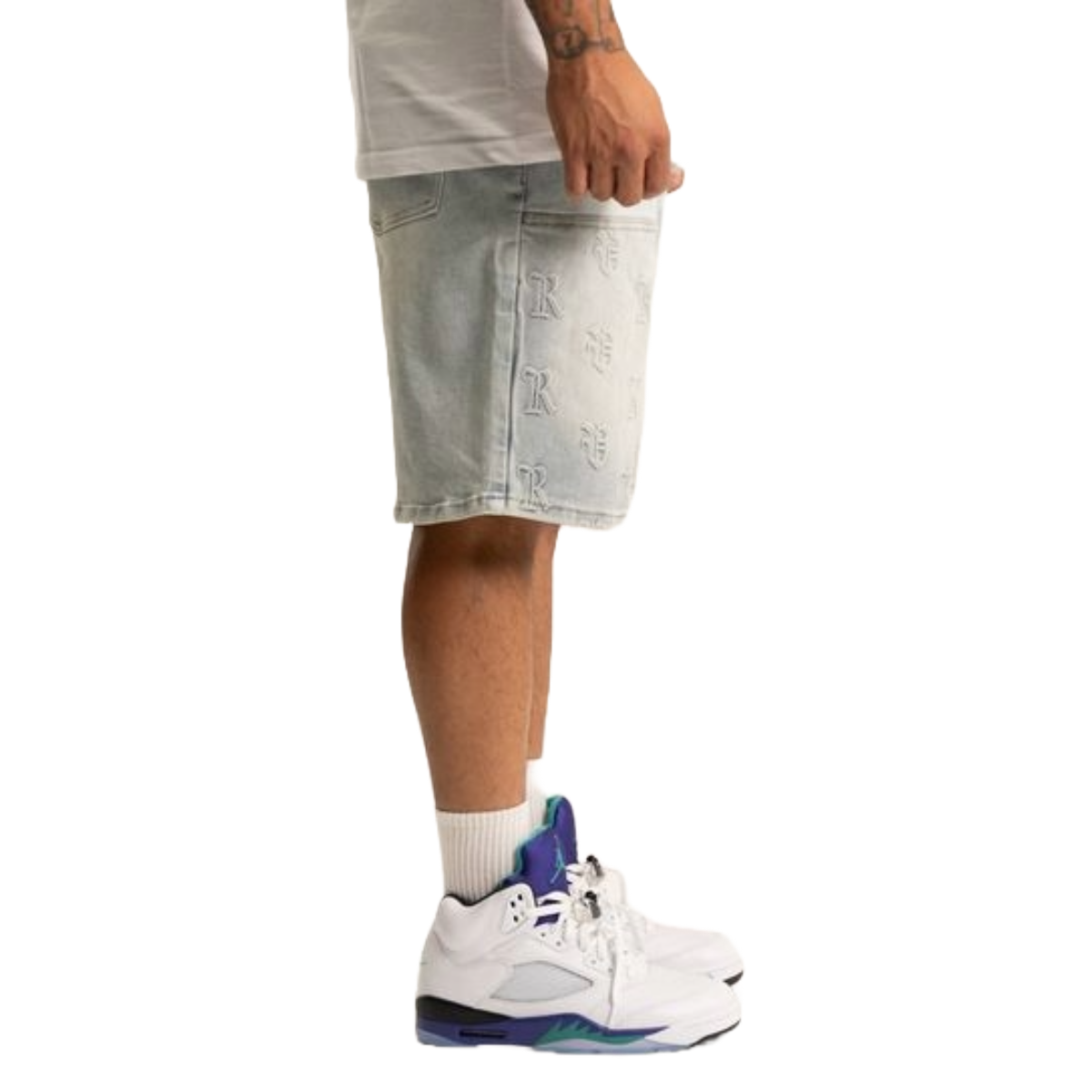 'RVR' LIGHT BLUE WASH CARPENTER DENIM SHORTS