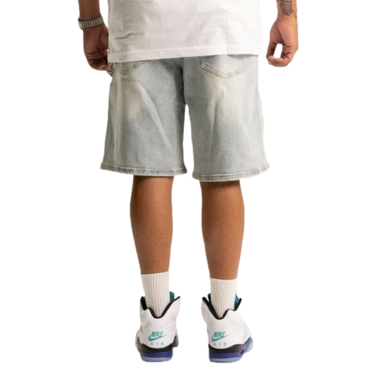 'RVR' LIGHT BLUE WASH CARPENTER DENIM SHORTS