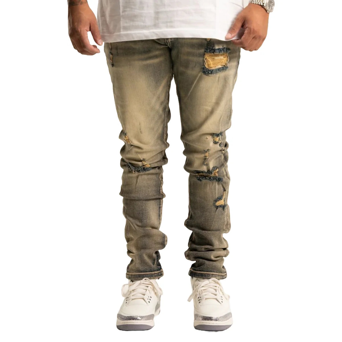 RVR 'ORIGIN' ML-01 RIPPED VINTAGE WASH DENIM
