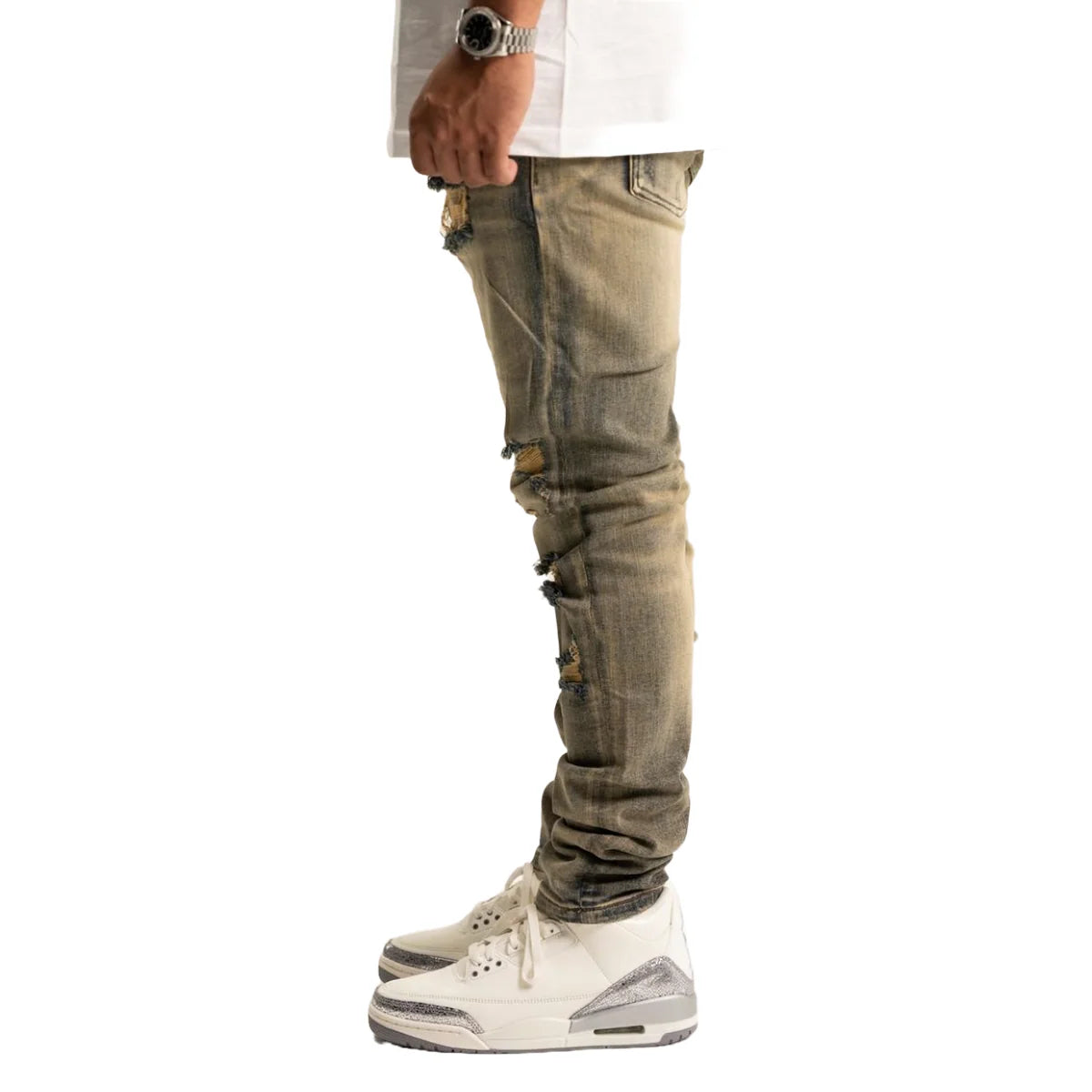 RVR 'ORIGIN' ML-01 RIPPED VINTAGE WASH DENIM
