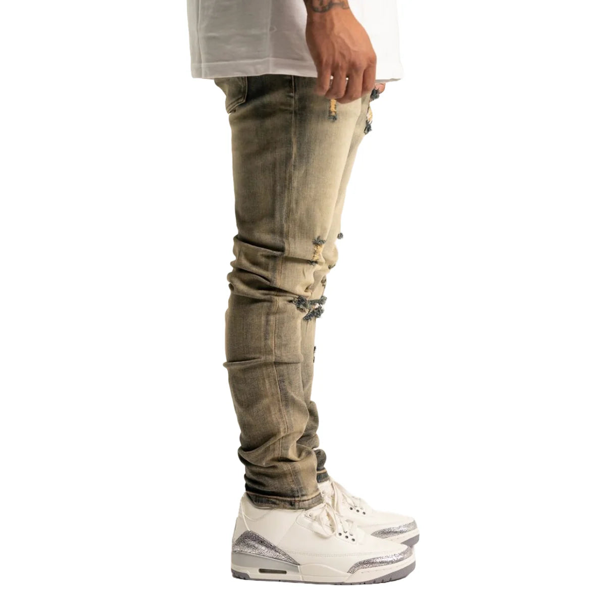 RVR 'ORIGIN' ML-01 RIPPED VINTAGE WASH DENIM