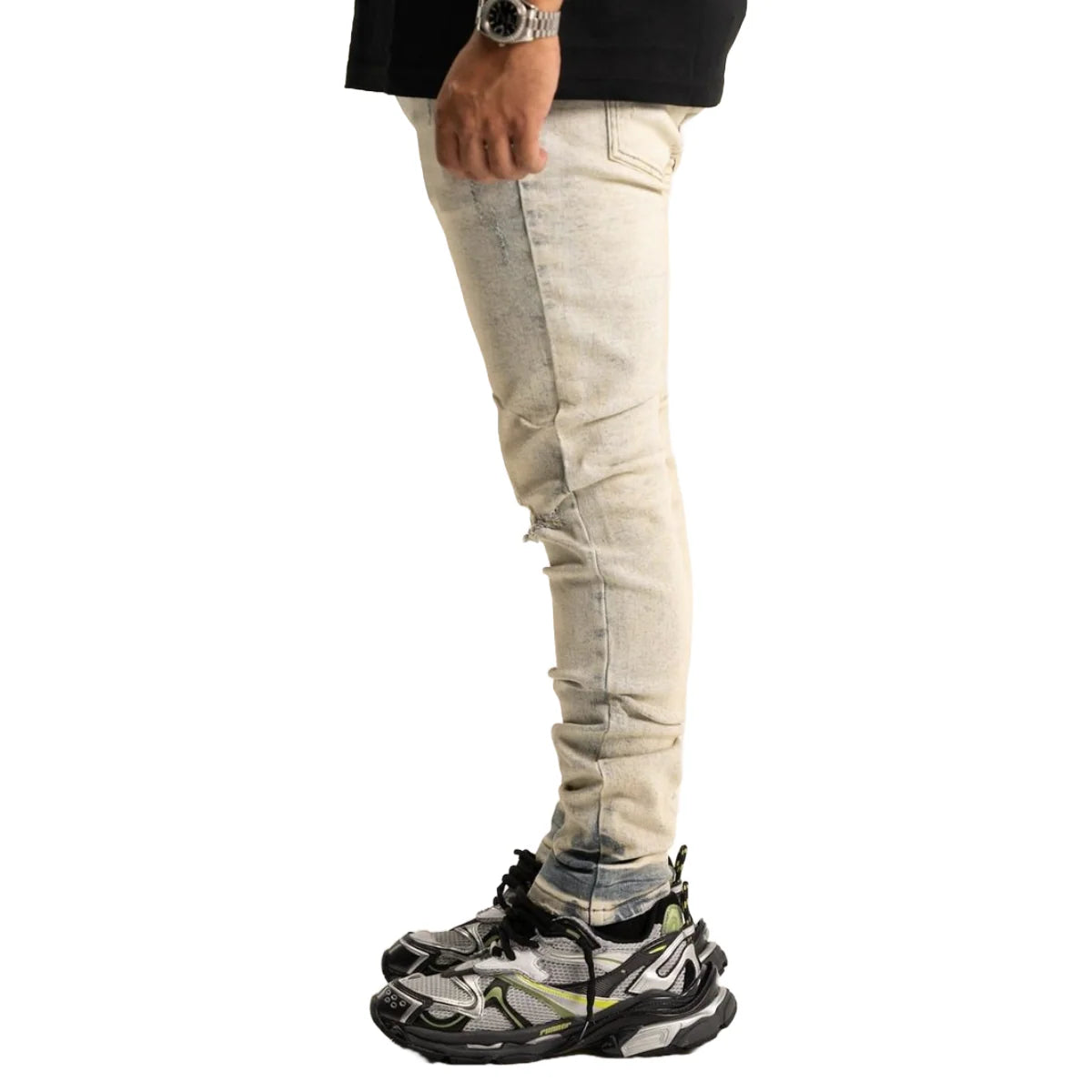 RVR 'ORIGIN' ML-03 RIPPED LIGHT VINTAGE WASH SKINNY DENIM