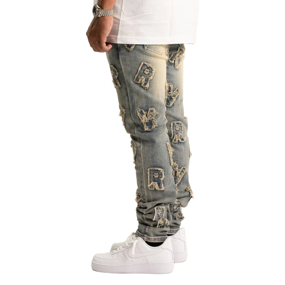 RVR 'PATCHES' ML-04 BLUE WASH SKINNY DENIM