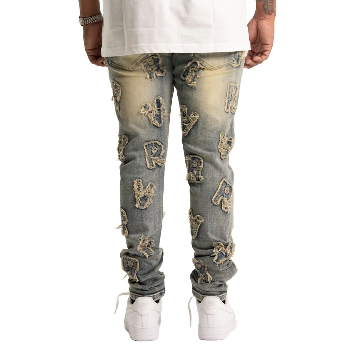 RVR 'PATCHES' ML-04 BLUE WASH SKINNY DENIM