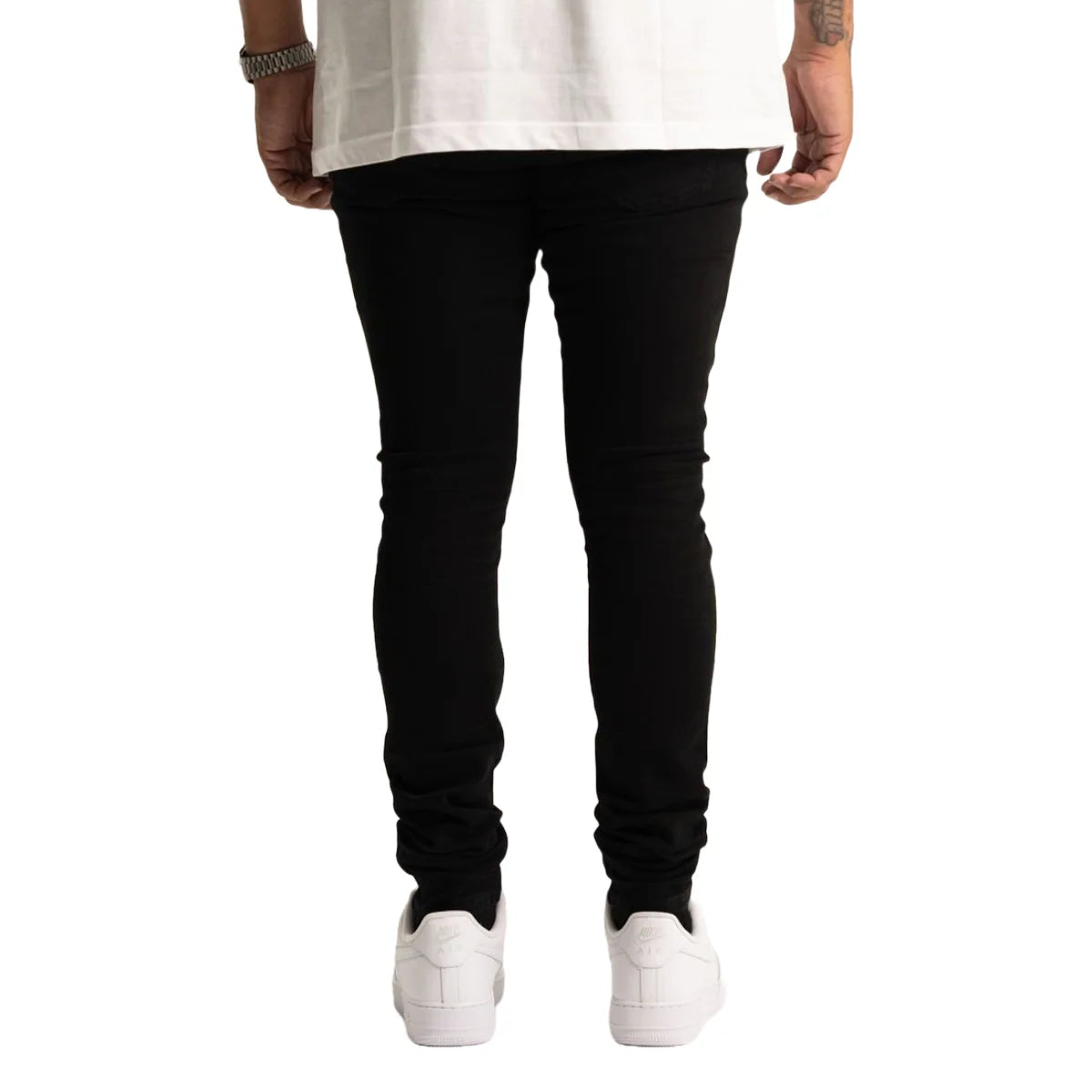 RVR 'ORIGIN' KS-01 RIPPED JET BLACK SKINNY DENIM