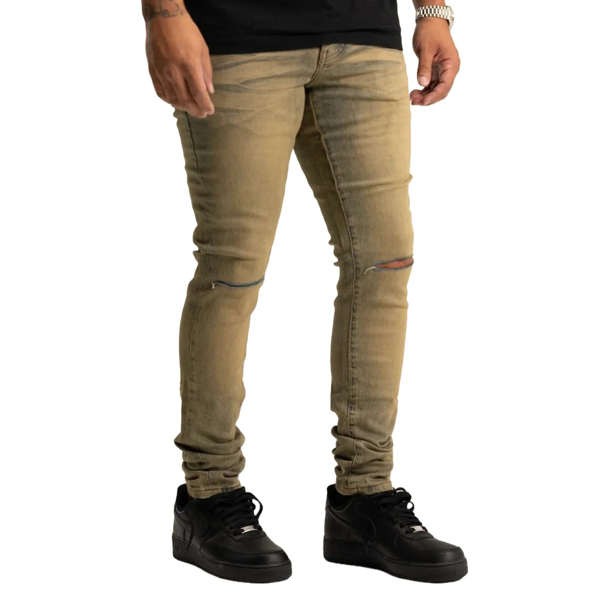 RVR 'ORIGIN' KS-02 RIPPED VINTAGE BLUE SKINNY DENIM