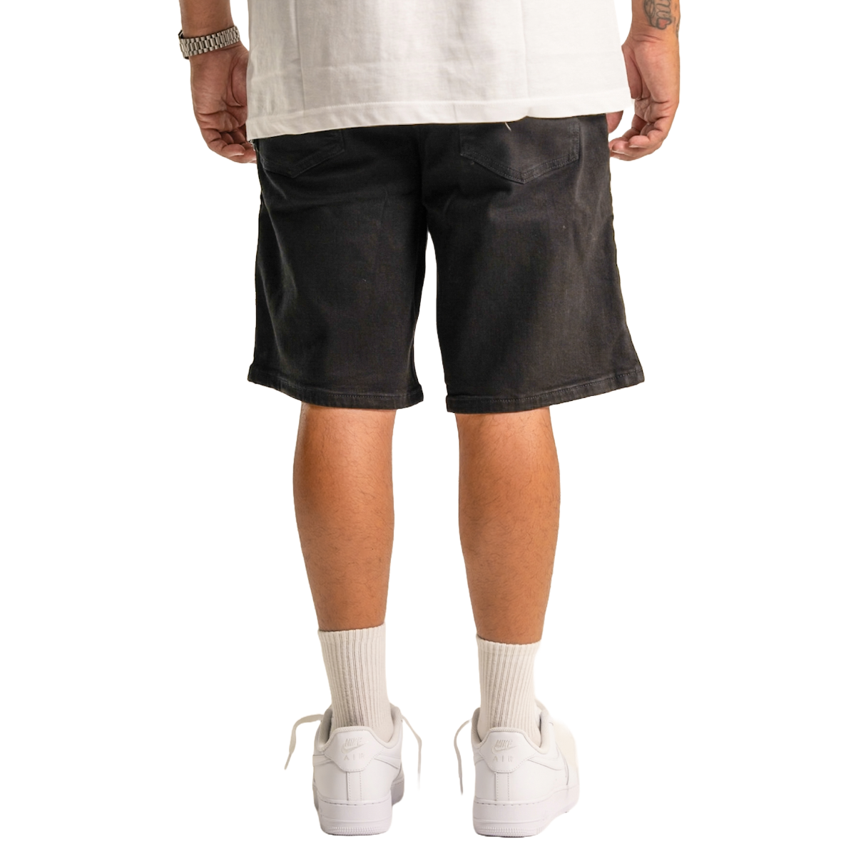 'RVR' CARPENTER JET BLACK DENIM SHORTS