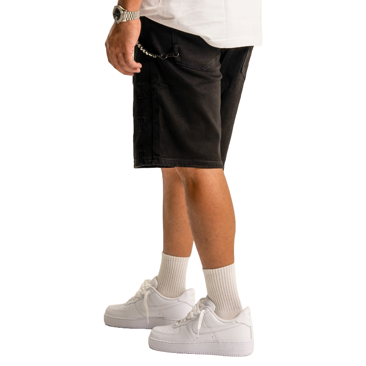 'RVR' CARPENTER JET BLACK DENIM SHORTS