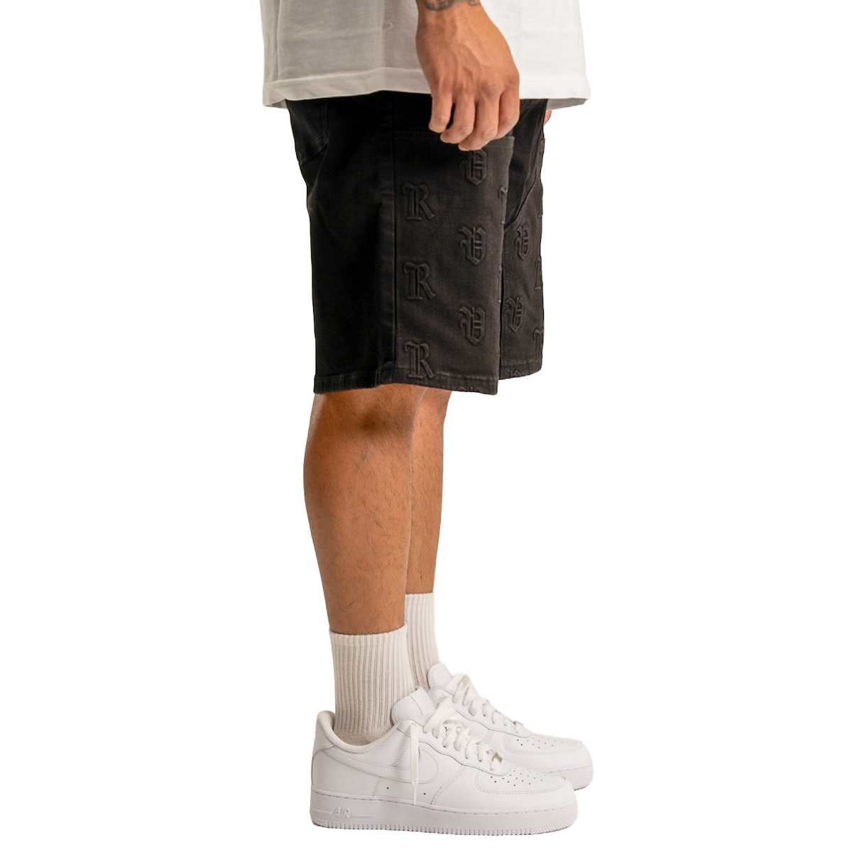 'RVR' CARPENTER JET BLACK DENIM SHORTS