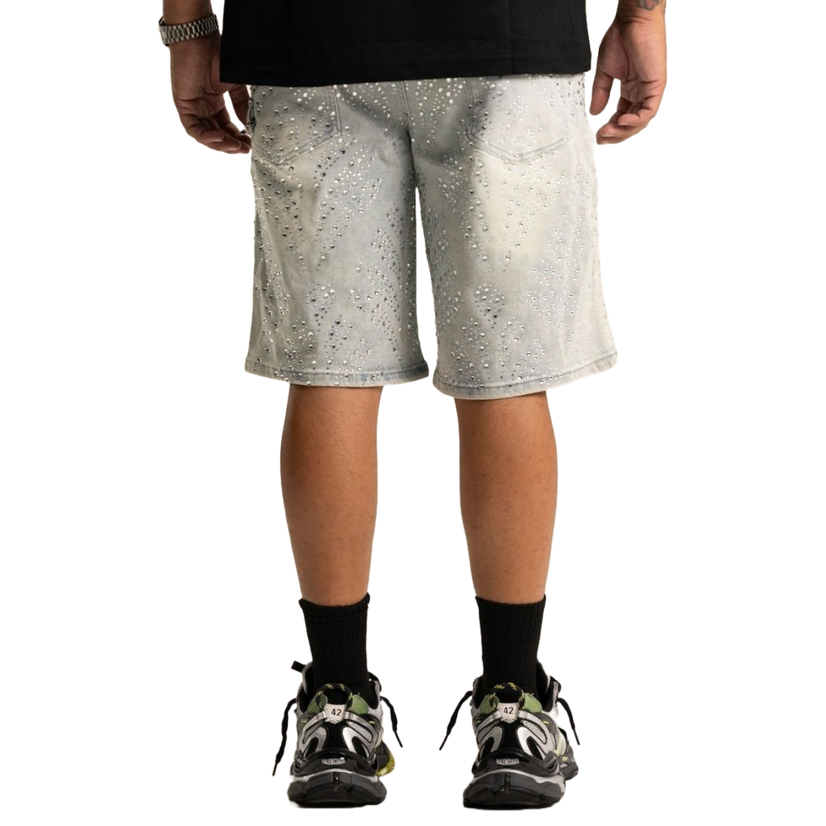 'EMBELLISHED 2.0' LIGHT BLUE DENIM SHORT