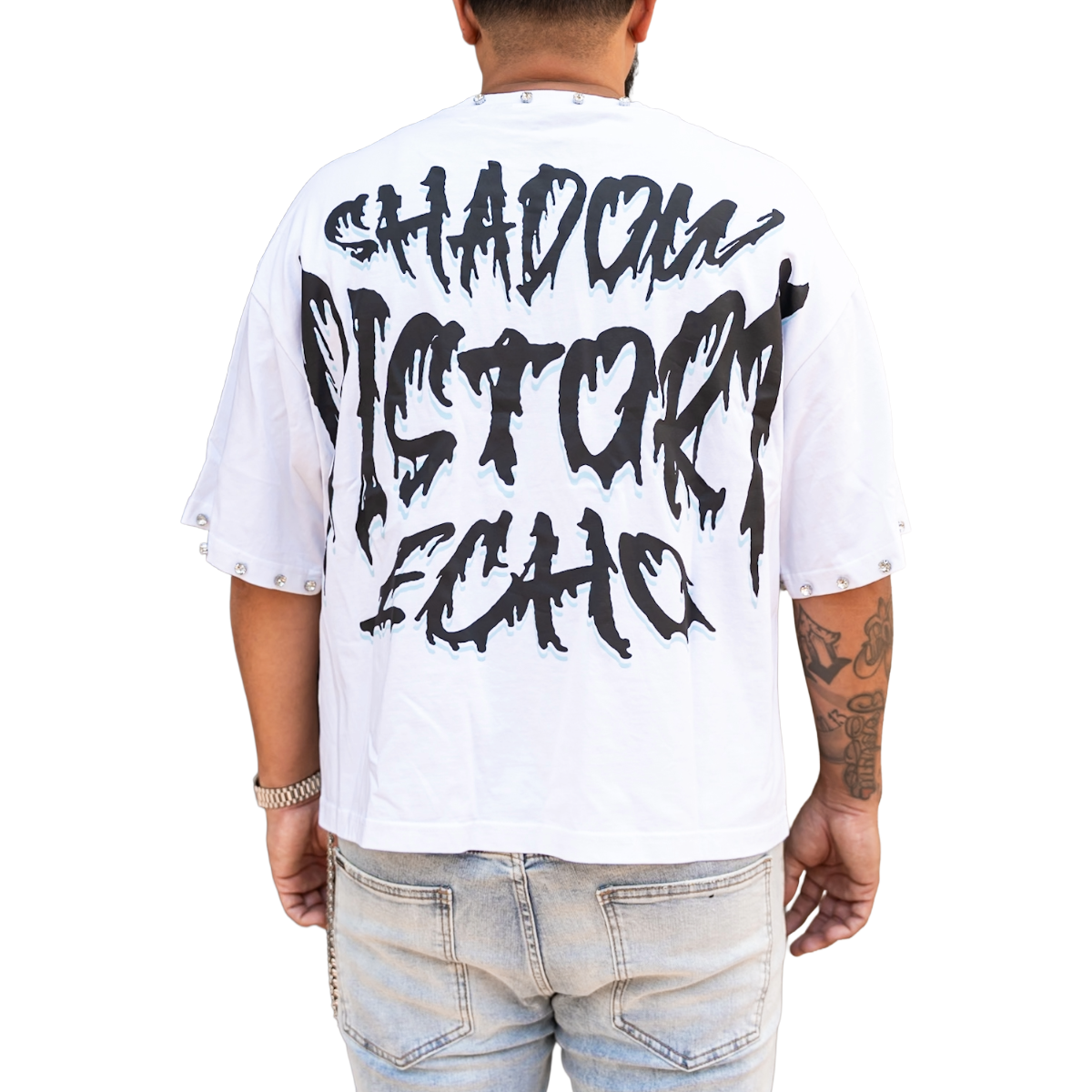 'BEINGS' TEE - WHITE/BLUE