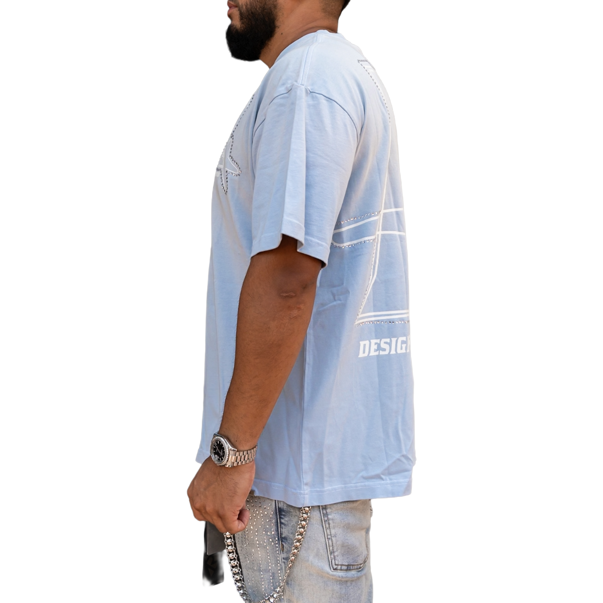 'LOGO' RHINESTONE TEE - BLUE