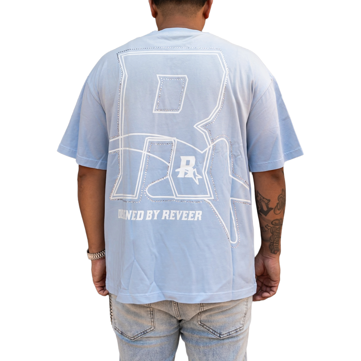 'LOGO' RHINESTONE TEE - BLUE