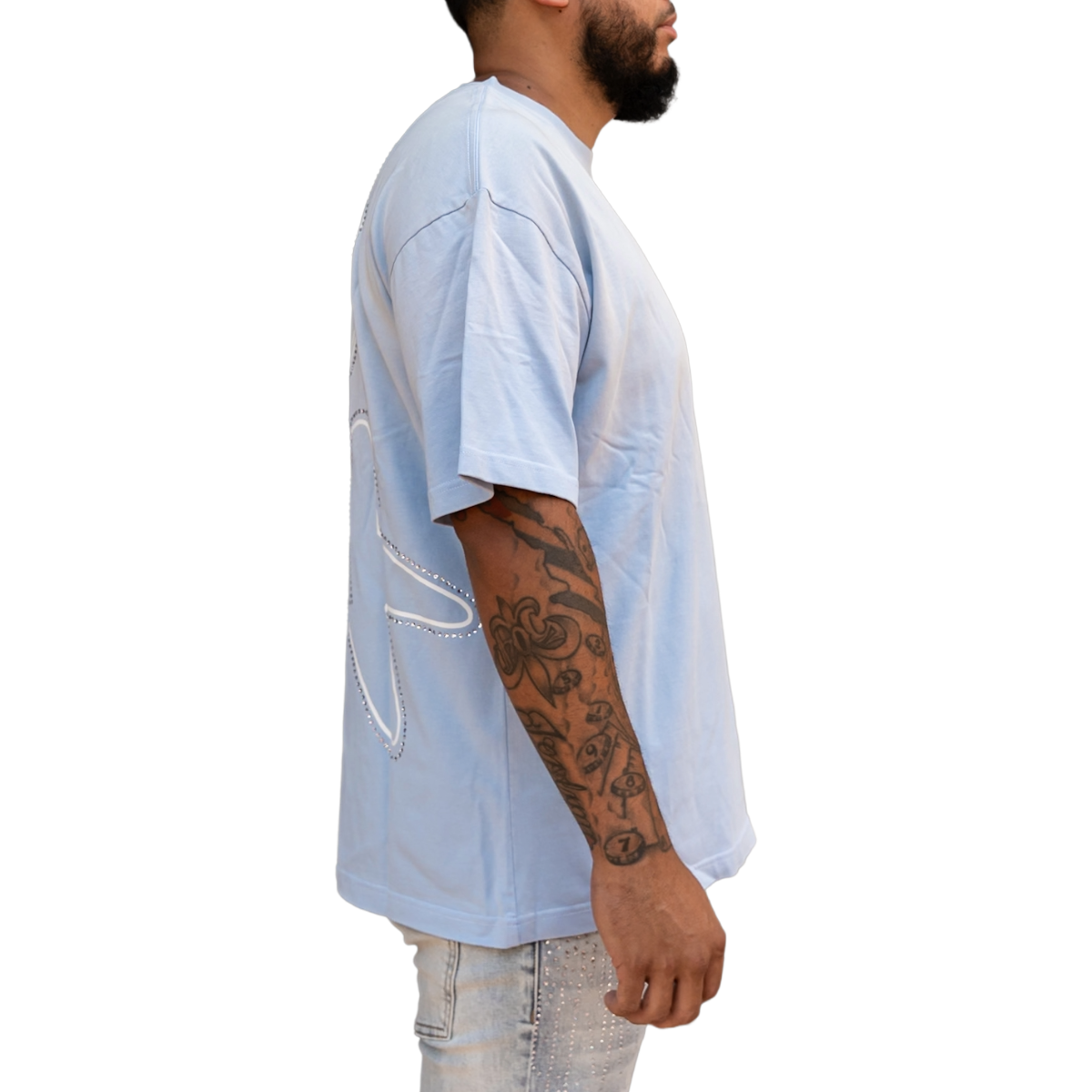 'LOGO' RHINESTONE TEE - BLUE