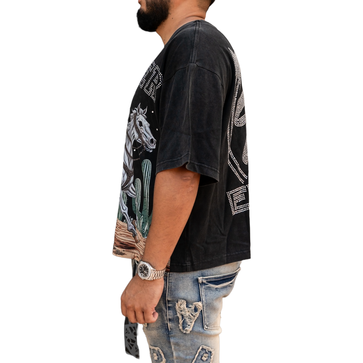 'COWBOY' TEE - BLACK