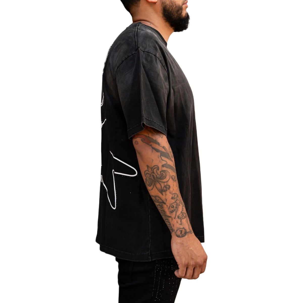 'LOGO' RHINESTONE TEE - BLACK