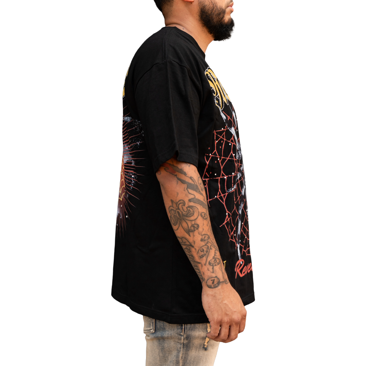 'SPIDER' RHINESTONE TEE - BLK/RED