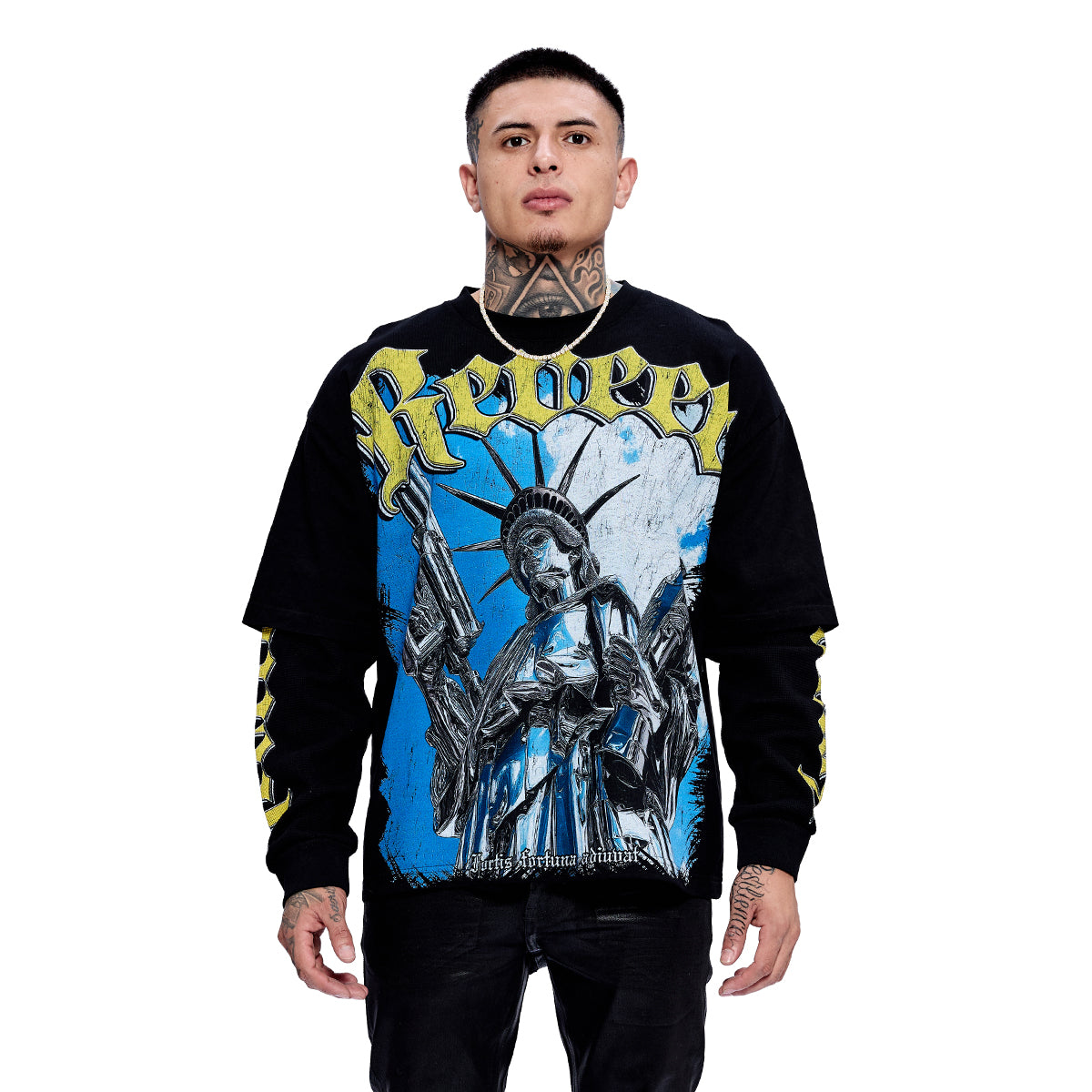 "ARMORED LIBERTY" BLACK DOUBLE SLEEVE