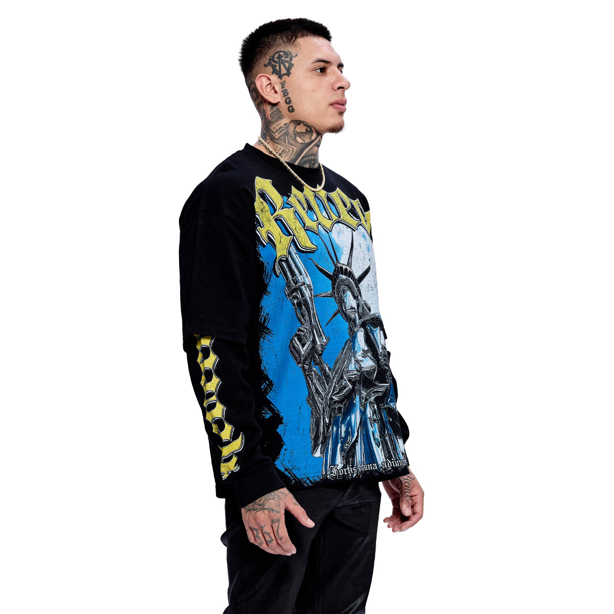 "ARMORED LIBERTY" BLACK DOUBLE SLEEVE