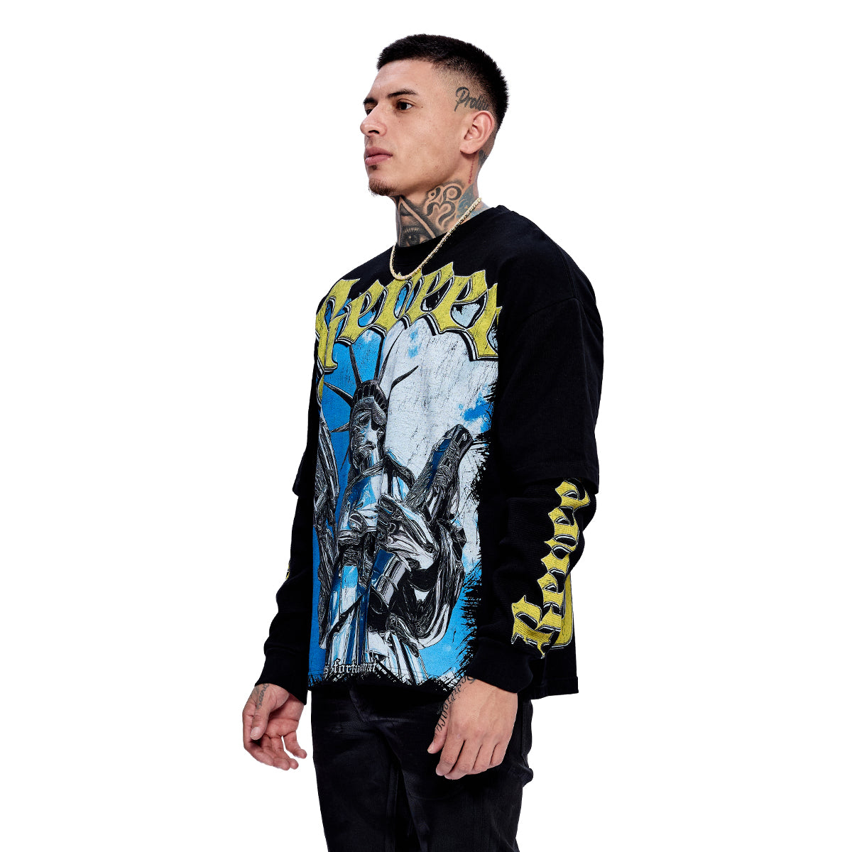 "ARMORED LIBERTY" BLACK DOUBLE SLEEVE