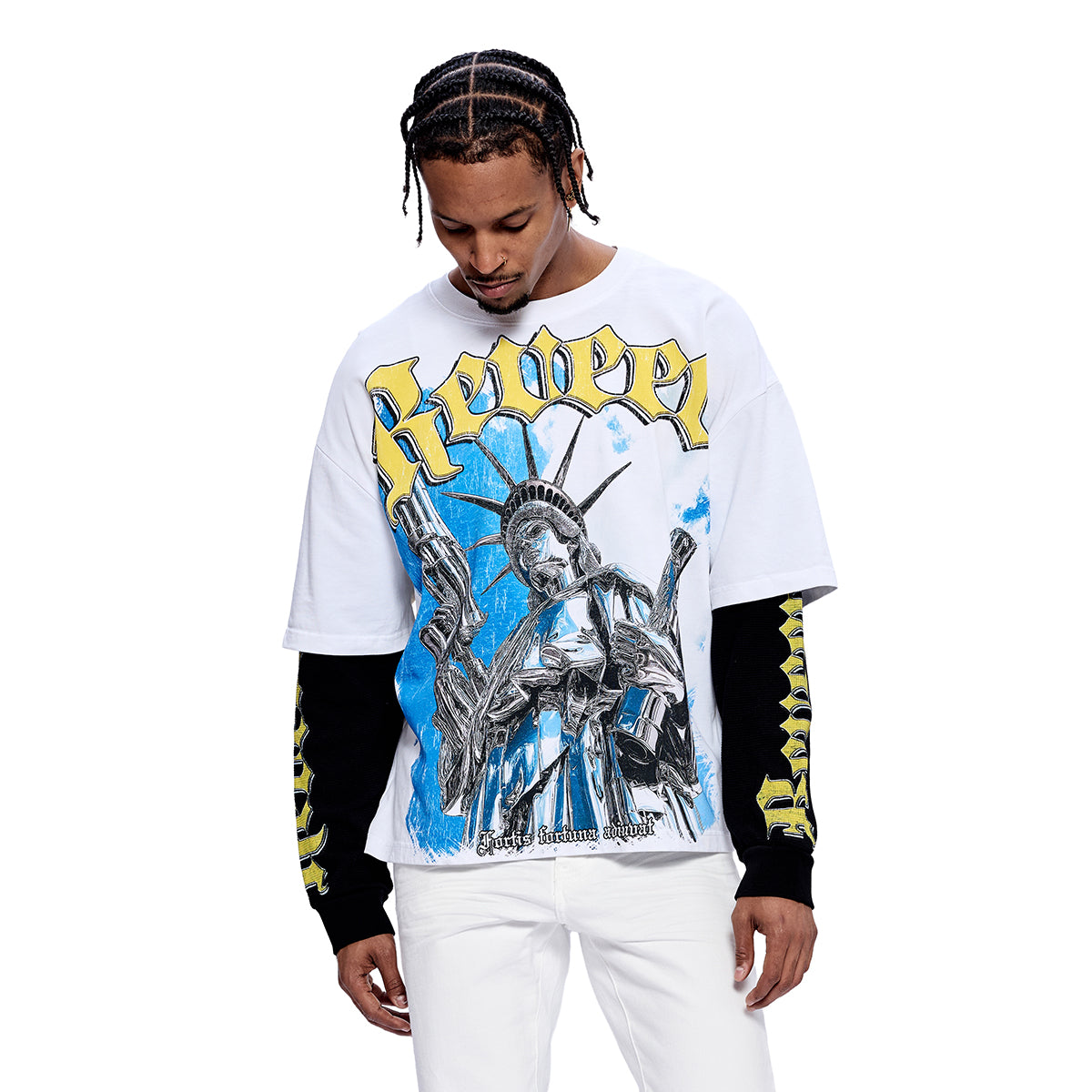 "ARMORED LIBERTY" WHITE DOUBLE SLEEVE