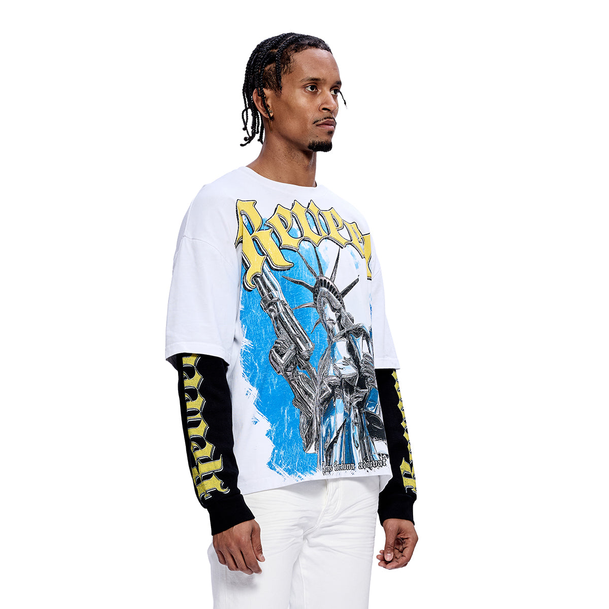 "ARMORED LIBERTY" WHITE DOUBLE SLEEVE