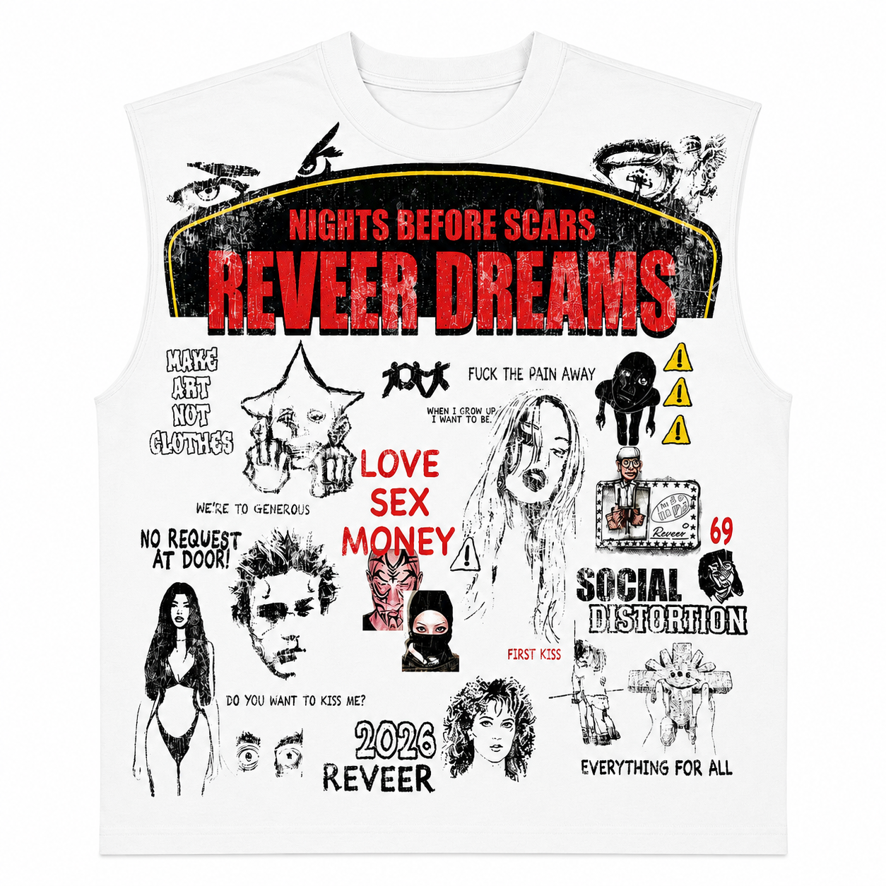 "LOVE SEX MONEY" CUT-OFF TEE