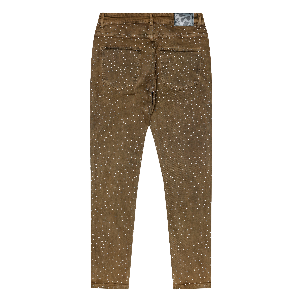 "NEBULA" BROWN RHINESTONE SKINNY DENIM