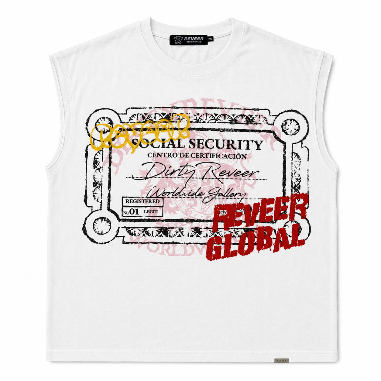 'SOCIAL SECURITY' CUT OFF TEE (WHITE)