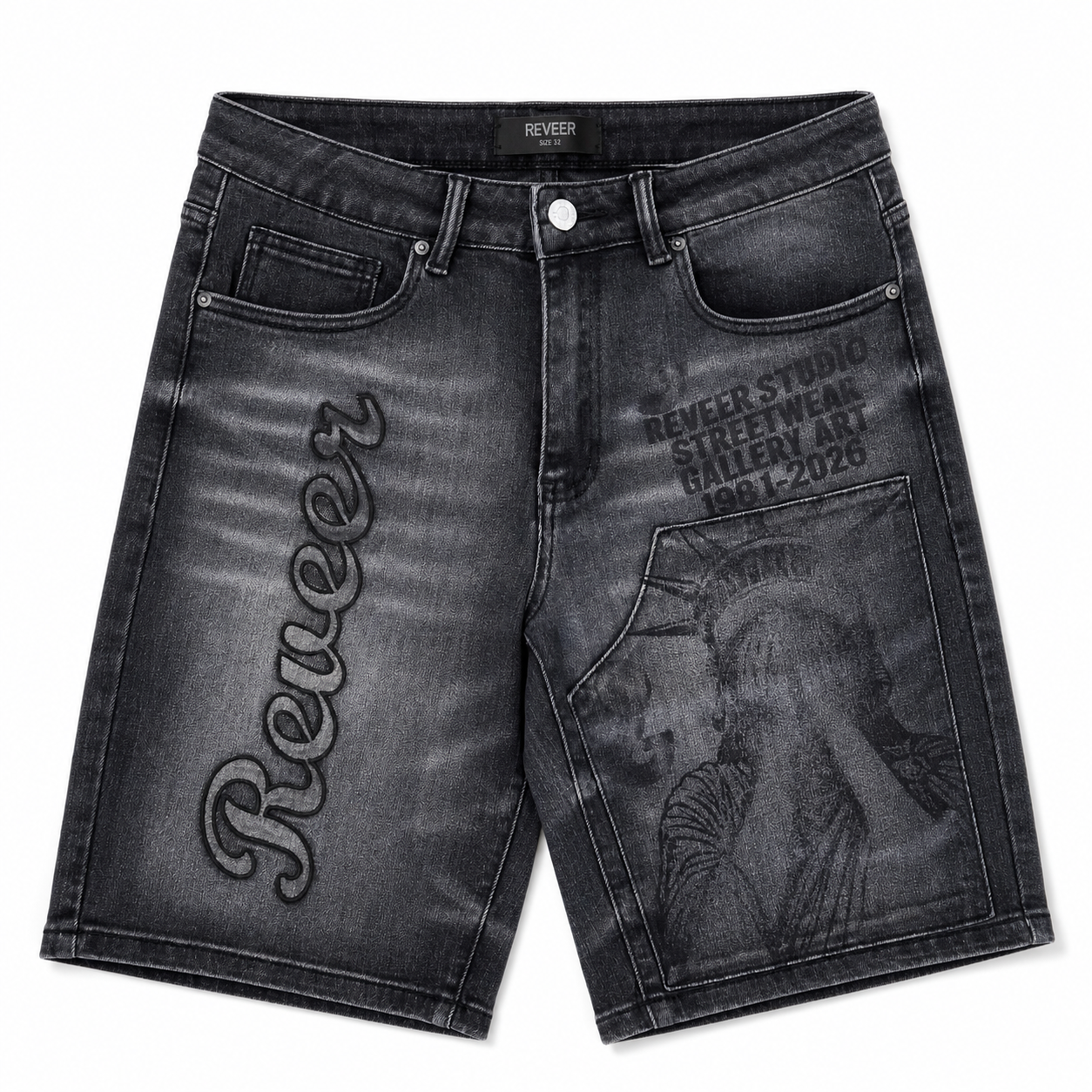 'LIBERTY' DENIM SHORTS (BLACK)