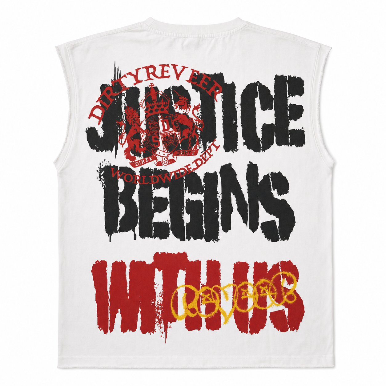 'SOCIAL SECURITY' CUT OFF TEE (WHITE)