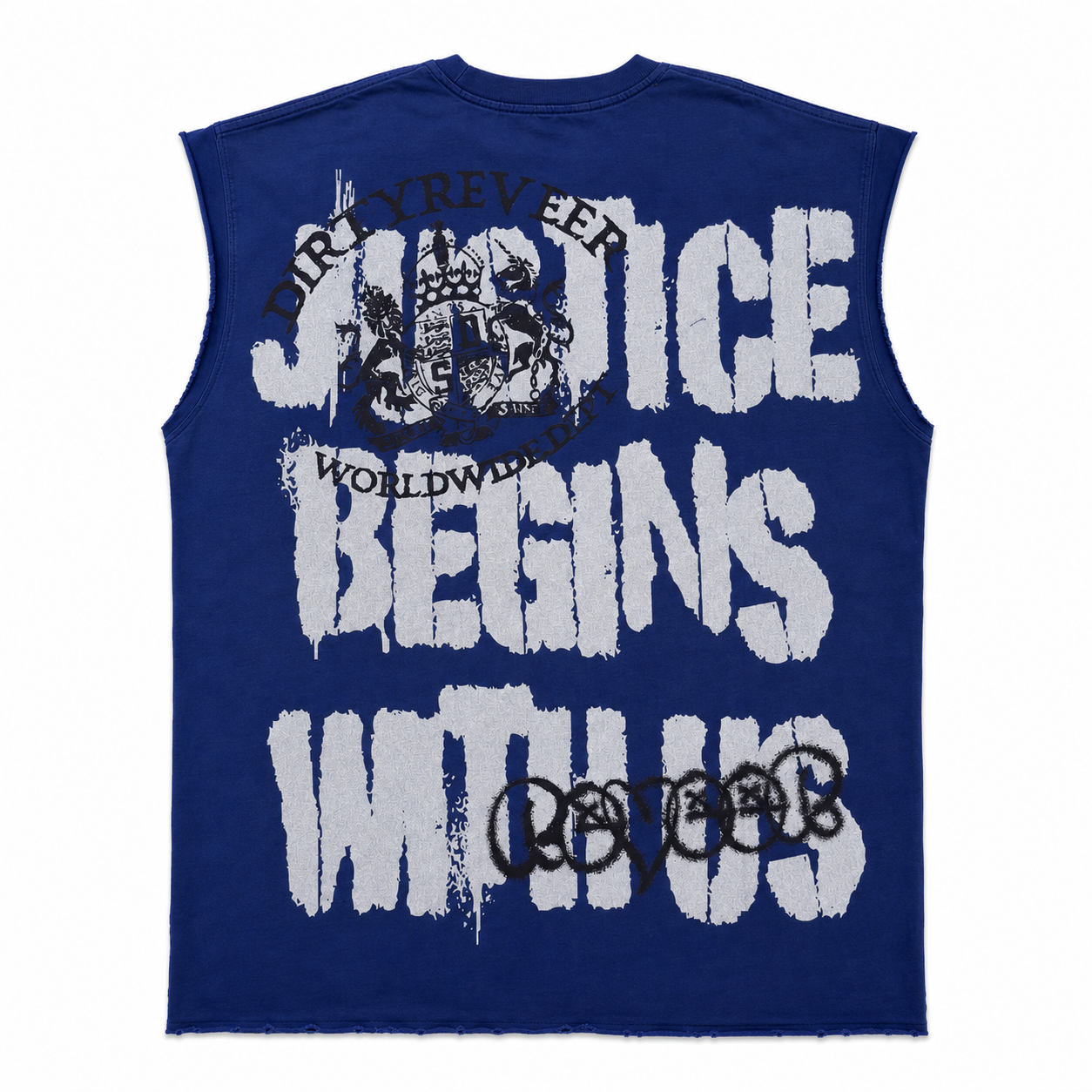 'SOCIAL SECURITY' CUT OFF TEE (NAVY)