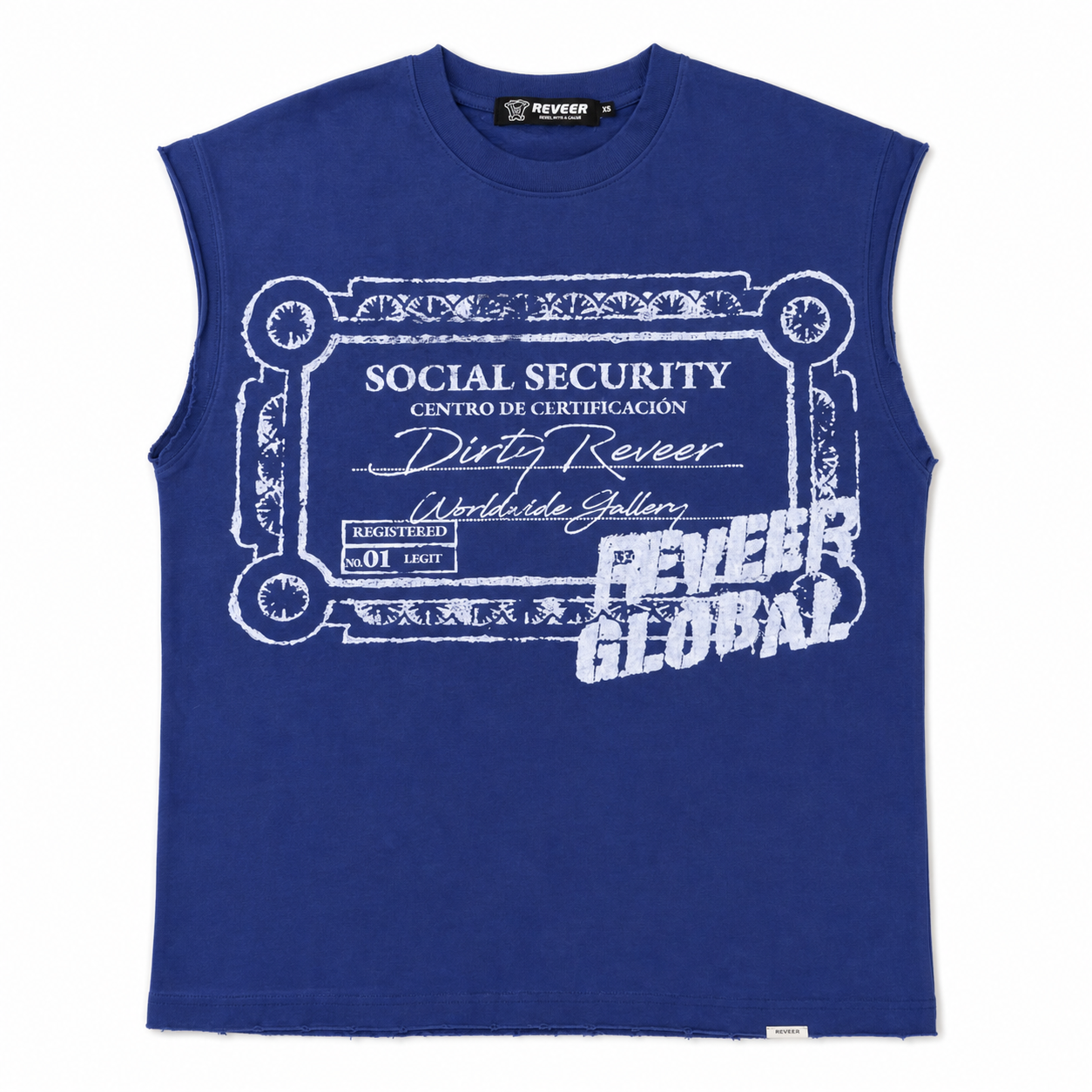'SOCIAL SECURITY' CUT OFF TEE (NAVY)